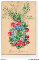 Delcampe - ATZP1-0030-FANTAISIE - Souvenir Affectueux - Bouquets De Fleurs - Trefles - Bestickt