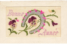 Delcampe - MIKIFP10-038- BONNE ANNEE BRODEE FLEURS FER A CHEVAL - Bestickt