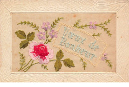 Delcampe - MIKIFP10-024- VOEUX DE BONHEUR BRODEE FLEURS - Bestickt