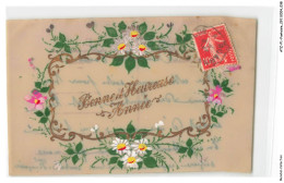 Delcampe - ATZP1-0020-FANTAISIE - Bonne Et Heureuse Annee - Fleurs - Bestickt