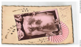 Delcampe - ATZP1-0019-FANTAISIE - Bonne Annee - Paysage - Fleurs - Bestickt