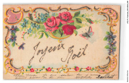 Delcampe - ATZP1-0023-FANTAISIE - Joyeux Noel - Fleurs - Papillon - Bestickt