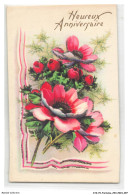 Delcampe - ATZP6-0248-FANTAISIE - Heureux Anniversaire - Bouquet De Fleurs - Bestickt