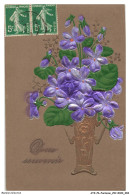 Delcampe - ATZP6-0246-FANTAISIE - Doux Souvenir - Bouquet De Fleurs - Pot De Fleurs - Bestickt