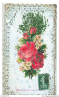 Delcampe - ATZP6-0225-FANTAISIE - Bonne Et Heureuse Annee - Bouquet De Fleurs - Bestickt