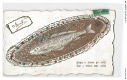 Delcampe - ATZP5-0187-FANTAISIE - 1er Avril Sur Plateau - Coupez Ce Poisson Par Moitie - Bestickt
