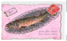 Delcampe - ATZP5-0181-FANTAISIE - 1 Er Avril - Poissons Sur Plateau - Les Fleurs - L 'Amour - La Chanson - Bestickt