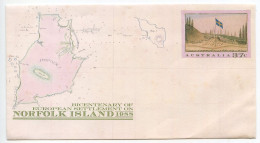 Delcampe - Australia 1980's Mint Postal Envelope - 37c. Bicentenary Of European Settlement Of Norfolk Island - Entiers Postaux