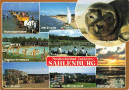 Delcampe - Sahlenburg Nordseebad Cuxhaven Niedersachsen Wattwagenfahrt Strand Segelboot See - Cuxhaven