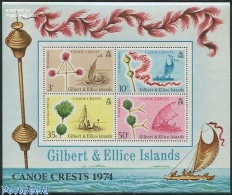 Delcampe - Gilbert And Ellice Islands 1974 Canoes S/s, Mint NH, Sport - Transport - Kayaks & Rowing - Ships And Boats - Roeisport