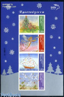 Delcampe - Greece 2010 Christmas 4v S-a M/s, Mint NH, Nature - Religion - Transport - Birds - Angels - Christmas - Ships And Boats - Neufs