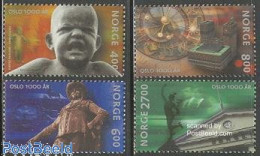 Delcampe - Norway 2000 1000 Years Oslo 4v, Mint NH, Religion - Various - Greek & Roman Gods - Banking And Insurance - Art - Clock.. - Neufs