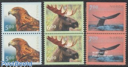 Delcampe - Norway 2000 Animals 3x2v [:], Mint NH, Nature - Animals (others & Mixed) - Birds - Birds Of Prey - Deer - Sea Mammals - Neufs