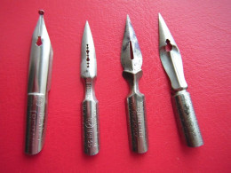 Delcampe - 4 Plumes Différentes De Porte Plume Et Stylo Matériel Scolaire - Pens