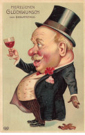Delcampe - N°27817 - Carte Gaufrée - Anniversaire - Herzlichen Glückwunsch Zum Geburtstage - Homme Trinquant - Geburtstag