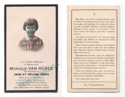 Delcampe - Sas-Slykens, Memento De Monique Van Hûele (Maes), 14/10/1933, 11 Ans, Enfant, Fillette, Décès - Andachtsbilder