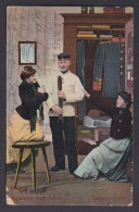 Delcampe - Postcard Germany Reservist Humor Scene Family Soldier Uniform Home Life PreWWI - Uniformen
