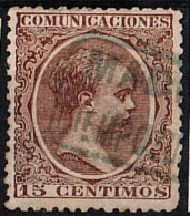 Delcampe - Sello 15 Cts Alfonso XIII Pelon, CARTERIA  Tipo II, CIEMPOZUELOS (Madrid) Num 219 º. - Gebraucht