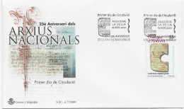 Delcampe - 3895 FDC Andorra La Vella  2000, Archivos Nacionales - Briefe U. Dokumente
