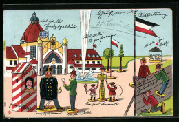 Delcampe - Lithographie Düsseldorf, Die Grosse Holzspielzeug Ausstellung - Gebraucht