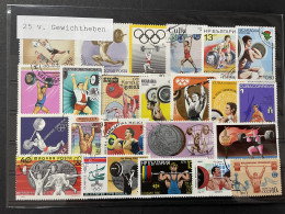 Delcampe - 25 Verschiedene Gewichtheben Briefmarken, 25 Different Weightlifting Stamps - Pesistica