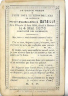 Delcampe - Bataille Pierre - Charles - Albert , Wiers 1858 - Roucourt 1876 , Voir état Déchirure Dans Le Bas - Todesanzeige
