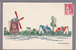 Delcampe - CPA Carte Faite à La Main Avec Des Timbres Découpés Original Circulée Moulin à Vent - Briefmarken (Abbildungen)
