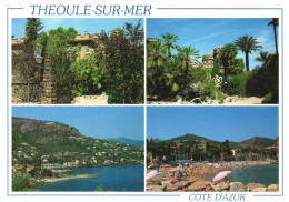 Delcampe - THEOULE-SUR-MER, ALPES-MARITIMES, CHATEAU DE THEOULE, PLAGE DU MAGELLAN, COTE D'AZUR, MOUNTAIN, UMBRELLA, BOAT, POSTCARD - Grasse