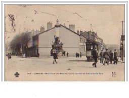 Delcampe - LIMOGES Monument Des Mobiles, Cours Jourdan Et Avenue De La Gare (tramway Avec Pub Byrrh) - Limoges