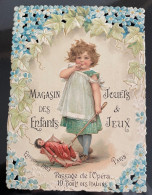 Delcampe - SUPERBE Chromo Gaufrée Paris Magasin Buffard Jouets Enfants Passage Opera Etrennes 1903 Petite Fille  Poupée Lith Cosson - Otros & Sin Clasificación