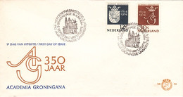 Delcampe - 8,0064 NVPH FDC PTT Post E 64 816 817   Van Groningen  Enveloppe 1er Jour FDC PB 16-6-1964 Universiteit  Tirage Oplaag 1 - FDC
