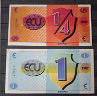 Delcampe - Partager 2 Billets Ecu - 1987 / Eurofest - 1 Et 1 1/4 - Specimen