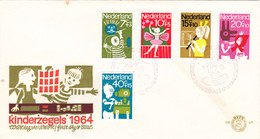 Delcampe - 8,0069 NVPH FDC PTT Post E 69 830 834   Enfants Artistes  Enveloppe 1er Jour FDC PB 17-11-1964 Kind  Tirage Oplaag 20100 - FDC