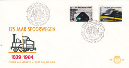 Delcampe - 8,0065 NVPH FDC PTT Post E 65 818 819   Spoorwegen Train 150 Ans Enveloppe 1er Jour FDC PB 28-7-1964 150 Jaar 150 Years - FDC