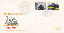 Delcampe - 8,0065 NVPH FDC PTT Post E 65 818 819   Spoorwegen Train 150 Ans Enveloppe 1er Jour FDC PB 28-7-1964 150 Jaar 150 Years - FDC