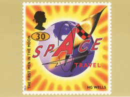 Delcampe - HG Wells The First Men In The Moon Book RMPQ Space Travel Postcard - Poste & Postini