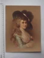 Delcampe - CHROMO Grand Format: PORTRAIT DEMOISELLE - Grand Chapeau Dentelle Gant Rose MODE - Autres & Non Classés