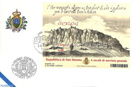 Delcampe - San Marino 2007 Postal Serice S/s, First Day Cover, Various - Post - Money On Stamps - Lettres & Documents