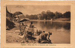 Delcampe - TORINO - LAVANDAIE IN RIVA PO E CASTELLO DEL VALENTINO- FORMATO PICCOLO - VIAGGIATA 1914 - (rif. N24) - Castello Del Valentino