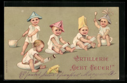 Delcampe - AK Toilettenhumor, Artillerie Gebt Feuer!, Kleine Kinder Auf Dem Töpfchen - Humor