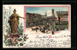 Delcampe - Lithographie Berlin, Alexanderplatz Mit Stadtbahn Und Pferdebahnen, Berolina - Mitte