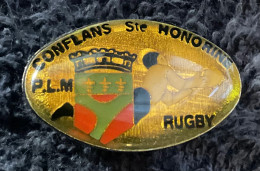 Delcampe - PIN'S THEME SPORT  RUGBY CLUB DE CONFLANS SAINTE HONORINE  EN YVELINES   ¨PINS RARE - Rugby