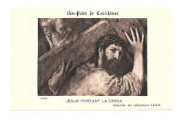 Delcampe - KB996 - BON POINT CATHECHISME - JESUS PORTANT SA CROIX -  COLLECTION DES LABORATOIRES VALDA - Andachtsbilder