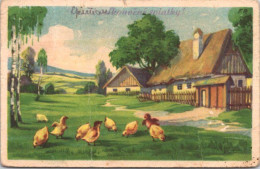 Delcampe - 0132 / Rural Village Scene With Chickens – Art Postcard - Sonstige & Ohne Zuordnung