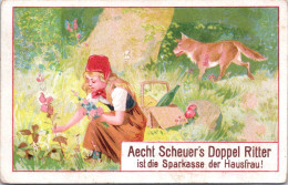 Delcampe - Scheuer's Kaffee, Rotkäppchen Und Der Wolf, Sammelbild Aus Deutschland, Chromo D' Allemagne - Tè & Caffè