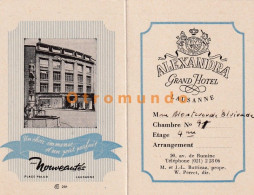 Delcampe - OLD CARD MAP ALEXANDRA GRAND HOTEL LAUSANNE SWISS - Pubblicitari