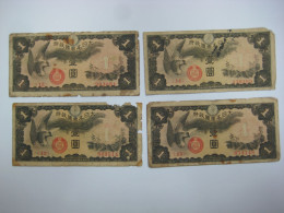 Delcampe - Japan Occupation Of Hong Kong 1 Yen X4 Currency / Banknote USED CONDITION - Hong Kong