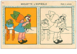 Delcampe - FANTAISIES.A SYSTEME.CARTE A COLORIER.n°3.MIQUETTE L'ESPIEGLE.n°1 - Mechanical