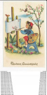 Delcampe - Carte Dessin Non Signé ( M.d Paris ) Fillette Palette De Peinture Peintre ( Recto Verso ) - Humor