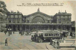 Delcampe - Carte Postale Ancienne - 75 - Paris - La Gare De L'Est Et La Station Du Métro - Animée - Automobiles - Car - Autobus - C - Pariser Métro, Bahnhöfe
